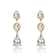 Pear Shape CZ Three-Stone Drop Earrings In 14K Gold Over Sterling Silver