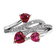 Rhodium Over Sterling Silver Polished Lab Created Ruby and Cubic
Zirconia Hearts Ring