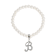 White Faux Pearl Bead Initial Charm Stretch Bracelet