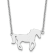 Rhodium Over Sterling Silver Polished Horse with 2-inch Extension Necklace