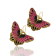 3 Pack Gold Tone White, Yellow and Pink Enamel Butterfly Earrings