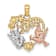 14K Tri-color Gold Textured LOVE with Doves Heart Charm