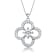 CZ Flower Pendant Necklace In White Rhodium Over Brass