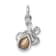 Rhodium Over Sterling Silver Antiqued Crystal Hatching Turtle Pendant