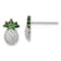 Rhodium Over Sterling Silver Pineapple with Green Enamel Post Earrings