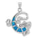 Rhodium Over Sterling Silver Lab Created Blue Opal Gecko Pendant