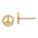 14k Yellow Gold Polished 8mm Peace Symbol Stud Earrings