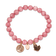 Rose Stainless Steel Antique and Polish Pink Dyed Jade Stretch Bracelet
