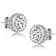 CZ Halo Stud Earrings In Sterling Silver