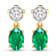 1.12ctw 14K Yellow Gold  Zambian Green Emerald and White Diamond Halo Earrings