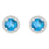 6mm Round Blue Topaz And Created White Sapphire 10k White Gold Halo Stud Earrings