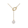 Cultured Freshwater Pearl Lariat Necklace In 18K Gold Over Bronze 20 Inch
