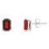 6x4mm Emerald Cut Garnet 14k White Gold Stud Earrings