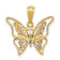 14K Two-tone Gold  Textured Diamond Butterfly Pendant
