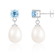 White Freshwater Pearl And Blue Topaz Dangle Earrings In Sterling Silver
