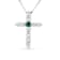 0.18ctw Emerald and Diamond Cross Pendant in 14k White Gold