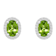 7x5mm Oval Peridot And Created White Sapphire 10k White Gold Halo Stud Earrings