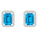 7x5mm Emerald Cut Blue Topaz And Created White Sapphire 10k White Gold
Halo Stud Earrings