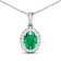 1.0ctw 14K White Gold Zambian Emerald and White Diamond Pendant with 18
inch Cable Chain