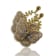 Gold Tone Neutral Tone Fabric Butterfly Earrings