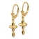 14k Yellow Gold Diamond-Cut Cross Dangle Earrings