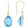Swiss Blue 14k Yellow Gold Dangle Earrings 7.00ctw
