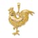 14k Yellow Gold Solid Polished and Textured Open-backed Rooster Pendant