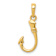 14k Yellow Gold 3D Textured Fish Hook Pendant
