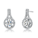 CZ Halo Drop Earrings In Rhodium Over Brass