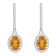 7x5mm Oval Citrine 1/3 ctw Diamond Rhodium Over Sterling Silver Halo
Dangle Earrings