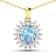 Oval Blue Aquamarine and White Diamond 14K Yellow Gold Halo Pendant with
Cable Chain 2.70ctw