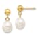 10k Yellow Gold 6-7mm White Rice Freshwater Cultured Pearl Dangle Earrings
