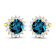1.60ctw 14K Yellow Gold London Blue Topaz  and White Diamond Halo Earrings