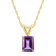 8x6mm Emerald Cut Amethyst 14k Yellow Gold Pendant With Chain