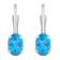 6x4mm Oval Blue Topaz Rhodium Over 10k White Gold Drop Earrings