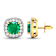 1.92ctw 14K Yellow Gold  Zambian Green Emerald and White Diamond Halo Earrings