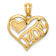 14k Yellow Gold Textured Polished MOM and Heart In Heart Pendant
