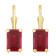 6x4mm Emerald Cut Lab Created Ruby 10k Yellow Gold Drop Earrings