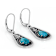Turquoise Oxidized Sterling Silver Solitaire Earrings 8x6mm