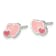 Rhodium Over Sterling Silver Pink Enamel Double Heart Post Earrings