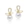 Butterfly CZ And Mother Of Pearl Drop Earrings In 14K Gold Over Brass