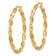 14k Yellow Gold Polished and Textured Twisted 1 5/8" Hoop Earrings