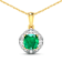 2.07ctw 14K Yellow Gold Zambian Emerald and White Diamond Pendant with
18 inch Cable Chain