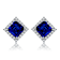 Sapphire Color CZ Square Stud Earrings In White Rhodium Over Brass