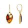 Amber Inlay Dangle Earrings In 18K Gold Over Sterling Silver 13x7mm