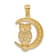 14K Two-tone Gold Diamond-cut Owl on the Moon Pendant