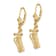 14k Yellow Gold Textured Golf Bag Dangle Earrings