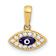 14k Yellow Gold Polished Cubic Zirconia and Multi-Color Enamel Evil Eye Pendant