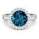 Round London Blue Topaz and Diamond 14K White Gold Halo Ring 3.44 ctw