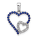 Rhodium Over 14k White Gold Diamond and Sapphire Double Heart Pendant